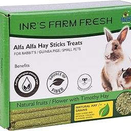INR's Farm Fresh Alfa Alfa Hay Stick Treats for Rabbits, Guinea Pigs, Hamsters, and Other Small Pets (125 GMS Pack) | Natural High-Fiber Chew Sticks-25
