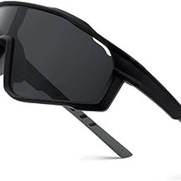 Karsaer Polarized Cycling Glasses for Men Women Youth Baseball Sports Sunglasses, Running Outdoor Goggles E1211, Black, Large-13