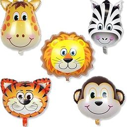 Flyloons Jungle Safari Animal Foil balloon 5 Pcs Set with Lion, Monkey, Tiger, Zebra, Giraffe Theme Birthday decoration items for Girls Boys Kids-18