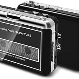 Vintage Cassette Player Converter, Compact Cassette Tape Audio to Digital Format, Record Cassettes to PC, Portable Cassette Player with 3.5MM External Jack(Black)-17