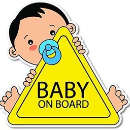 ISEE 360® Baby On Board Autographics Printed Car Stickers - 15 x 14.3 cm - Multicolored - Exterior-0