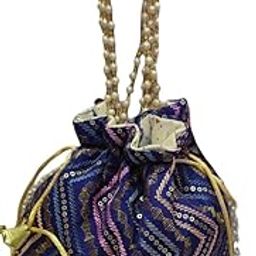 Embroidered Sequin Potli Bags for Women and Girls, Plush and Dainty, Party Occasion Handbag-image-1