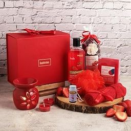 BodyHerbals Strawberry Bath and Body Care Gift Set for Women and Men| Luxury Skin Care Kit with Spa Accessories | Gift Box Hamper For Couple| 8 Pcs| Luxury Gift for Birthdays, Anniversaries, Wedding and Special Celebrations| 100 % Vegan-60