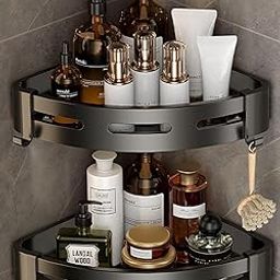 perpetual Bathroom Organiser, Aluminium Self Adhesive Bathroom Shelf for Wall Corner, Washroom Organizer, Bathroom Rack Stand Without Drilling (2 Pcs)-27