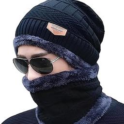 V3Deals Wool Beanie Cap & Muffler for Men & Women - Stylish Modern Classy Winter Woolen Set - Soft Black-31