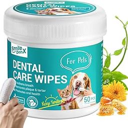 SmileDenX Dog Dental Care Finger Wipes - Teeth Cleaning Finger Wipes for Dog & Cats - Tooth Brushing Kit Dental Wipes for Dog - Reduces Plaque & Freshens Breath (50 PCS, Unscented)-picture-15