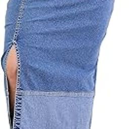 Ice Blue Denim Side Slit Skirt-image-47