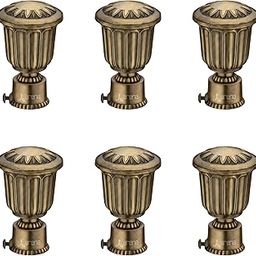 Arena Curtain Brackets Full Set for Window Curtain and Door Curtain Finials for Curtain Rod End Caps Antique Finish Double Rod Curtain Holder Bracket Without Curtain Support (Pack of 6, Antique Brass)-picture-15
