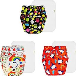 Dumbledo Premium Cloth Diaper with Cotton Insert (Pack of 3) | Hypoallergenic | Reusable & Washable | Adjustable Snaps | Designed by Moms | 3 Months – 3 Years | Unisex Baby-2