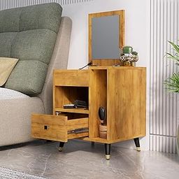 Bniture Engineered Wood Dressing Table with 1 Drawer, Mirror and Huge Storage Space | Vanity for Living Room, Bedroom (Giant Wood)-image-83