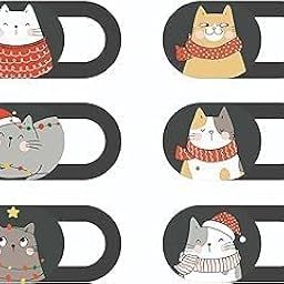 Mizi Webcam Privacy Cover Slide [6 Pack], Cute Camera Blocker Sticker, Protect Your Privacy and Security for Computer, Laptop, Tablets & Phones - Cat Xmas-15
