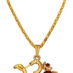 Lord Shiva Om Trishul Rudhrasha Bead Locket with Chain GoldBrown BrassWood Crystal Religious Spiritual Jewellery Pendant Necklace Chain for Men and Women-image-50