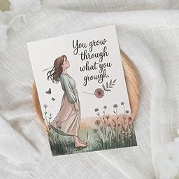 FLORA KRAFTS Inspirational Greeting Card – “You Grow Through What You Go Through” Quote | Premium 250 GSM Glossy Finish | Motivational Card for Women, Friends and Self-Love 1 Pc-image-20