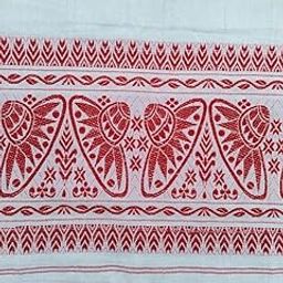 Gamcha Cotton Assamese Japi Design Gamcha for Stylish Soft Fabric Towel 180 GSM (Red and White, Pack-1)-image-99