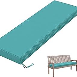 Tounosnt Outdoor Bench Cushion 60 X 18 X 3.5 Inch Thick Waterproof Patio Furniture Cushions, Patio Porch Swing Replacement Seat Pad with Tie Straps and Anti-Slip, for Backyard Garden, Lake Blue-image-99