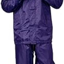 Men's Polyester Waterproof Standard Length Raincoat Double Coating Reversible Rain Suit With Hood & Inner Mobile Pocket, Set Of Top And Bottom-26