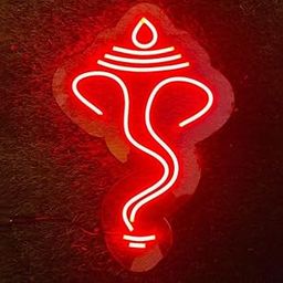 SG PRINT Ganesh Ji Neon Signs | Ganesh Ji Neon Light For Temple | Ganesh Ji Wall Art | Neon Sign | Ganesh Ji Neon Lights | Ganesh Ji Temple Decor (24 x 12 Inch) Red-image-96