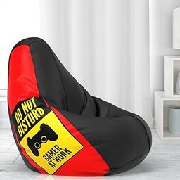 ComfyBean Bag with Beans Filled XXXL Bean Bag Prefilled with Beans Printed - Official : PrintEssence (Color : Gamer at Work - Black Red)-image-17