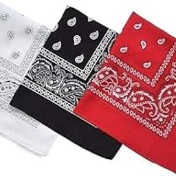 Unisex Soft Breathable Cotton Paisley Printed Cowboy Bandanas,Headband,Scarf (BLACK,RED,WHITE_50CM X 50CM_Pack of 3)-picture-3