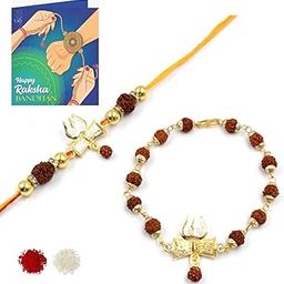 Rakhi Combo Of 2 Rakhi For Brother and Bhabhi Set/Premium Shiva rakhi with designer Shiva Rudraksh Bracelet Rakhi/Rakshabandhan Gift Card/Bhabhi Rakhi-image-89