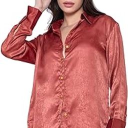 Maroon Velvet Touch Satin Shirt-image-31