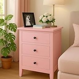 UrbonArts Solid Sheesham Wood Bedside Table in Pink Finish | 3 Drawer Nightstand for Bedroom & Living Room | Modern Wooden Side Table for Storage & Decor | No Assembly Required (Pink)-image-91