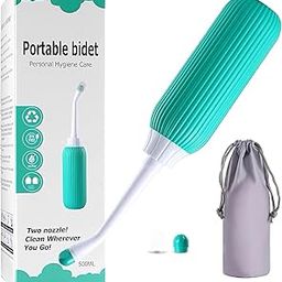 DRILOM Bottle for Postpartum Essentials 17 oz, Feminine Care, Travel Bidet Portable Bidet with 2 Food Grade Silicone Nozzles, Travel Bag, Cleaning Brush, 450 ml Large Capacity-image-76
