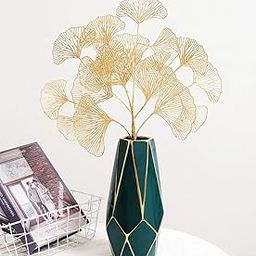 SATYAM KRAFT 4 Pcs Artificial Ginkgo Leaves Sticks | Decorative Flower Bunch for Home Decor, Wedding, Engagement Decoration, Office, Living Room (Without Vase, Gold)-image-44