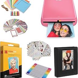 Kodak Step Instant Color Photo Printer with Bluetooth/NFC, ZINK Technology & Kodak App for iOS & Android (Pink) Starter Bundle, 2x3-10