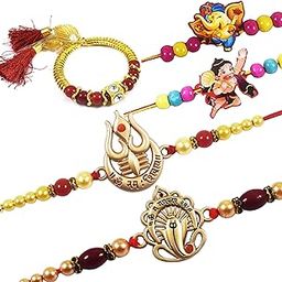 Set Of 5 Rakhi Family Combo For Brother Bhabhi And Kids Rakhi For Brother Bhabhi And Kids Bhaiya Bhabhi Rakhi Set-4