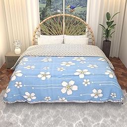 Kuber Industries 220 GSM Reversible AC Comforter for Double Bed | All Weather Warm & Soft Microfiber Quilt | Beautifully Crafted Razai, Duvet & Kambal for Home | Flower -Blue-picture-6