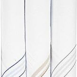 Kuber Industries Lining Design 100% Cotton Premium Collection Handkerchiefs Hanky for Men, Set of 3 (White)-image-41