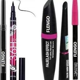 Smudge Proof Kajal & Waterproof Liquid-Eye Liner 36H 3 g Deep Black & 3in1 Beauty,Eyeliner,Mascara,Eyebrow Pencil, Satin Finish-3