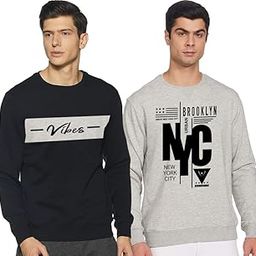 Cotton Blend Mens Regular Fit Round Neck Sweatshirt Combo Pack Of 2 1021_Large, Multicolour-image-42