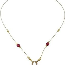 Traditional Temple Design Invisible Necklace with Pearl and Gemstone Beads, Gold-Plated, Antique Finish | Invisible Necklace Collection (Without Earrings)-image-94