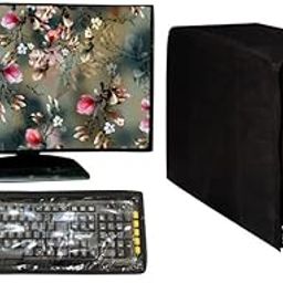 Orchid Homz Polyvinyl Chloride (Pvc) Flower Printed Computer Desktop3 In 1 Dustproof Cover Combo 21 Inch Computer Desktop Cpu Keyboard Cover Set Of 3-image-66