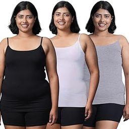 Adira | Plus Size Camisoles for Women Slips | Plus Size Camisole | Soft Adjustable Shoulder Elastic | Offers Full Coverage | Pack of 3-image-20