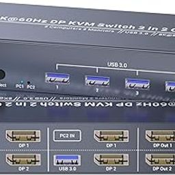 Dual Monitor Displayport KVM Switch 2 Monitors 2 Computers, 8K60Hz 4K120Hz USB 3.0 2 Port DP KVM Switch for Controlling 2 Computers with 1 Set of Keyboard, Mouse and 2 Monitors-34