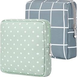 NIGHTSTAR Portable Mini Slim Fashion Nursing Sanitary Napkin Pouch Pad Holder Zipper Travel Cosmetic Makeup Jewellery Storage Bag for Girl and Women (Dark Grey-Green-2 Pcs)-image-9