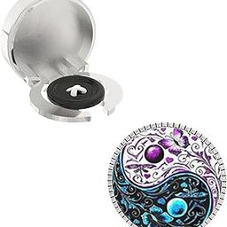 – Snap-on Shirt Button Cover Cufflinks Set for Men - -Balance Of Life Design Pattern-2