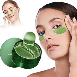 KANISYA Under Eye Patches for Dark Circles and Puffiness | Hydrating Eye Mask with Collagen & Vitamin C | Anti-Aging Under Eye Pads for Women & Men | Puffy Eyes Treatment (30 Pairs) (GREEN)-7