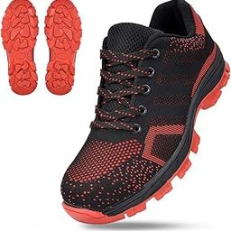 Ubervia Shoes, Mesh Cloth Lightweight Work Men's Safety Shoes, Breathable and Stylish Outdoor for Woman Man Indoor(red, 42)-image-79