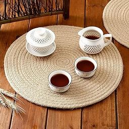 HOMEABLE Braided Jute Round 12 inch Best for - Side Table Dining Table, Centre Table, Tea Table, (30 cm Round)-image-7