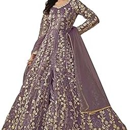 Net And Santoon Embroidered Semi Stitched Anarkali Gown For Women-image-49