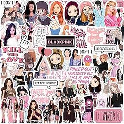 INKWARE Pack of 50 - Black Pink K-Pop Vinyl Stickers for Laptop, Journal, Diary, Guitar, Mobile Phone - Waterproof Residue Free Blackpink Stickers-image-71