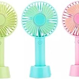 CREXAN Mini USB Rechargeable Handheld Fan with 3 Speed Modes & Mobile Holder Base – 1200mAh Battery, Portable Table Fan for Travel, Office, Home (Multicolor)-picture-11
