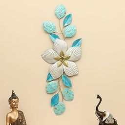 vedas Multicolor Metal Sachi Flower Sculpture Wall Decorative Hanging Wall Mounted Wall Art for Living Room, Office, Home, Hotel Home Decor (Size 35 x 13 inches)-image-75