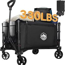 JIGOBING Collapsible Wagon, Portable Folding Wagon Cart with Wheels Foldable, 330lbs Heavy Duty Beach Wagon Outdoor Utility Cart with Dual Side Zipper, Cup Holders for Grocery Camping Garden Sports-image-53