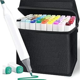 Corslet 60 Pcs Dual Tip Alcohol Markers | Broad Tip & Fine Sketch Pens | Double Tipped Based Permanent Brush Markers For Artists, Kids & Adult, Multicolor-picture-16