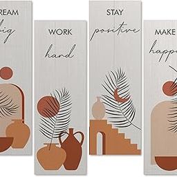 Birch & Co. Wall Decor for Living Room-Wall Hangings for Home Decoration-Rigid Eco-Friendly Recycled Board-Double Tape wall decor, Beige, 4 Pieces-Recycled Rigid Board-image-26